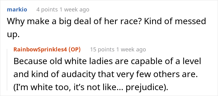 "I'm Going To Report You To A Manager!": 'Old White Lady' Mistakes Customer For An Employee, Gets Mocked Instead "I'm Going To Report You To A Manager!": 'Old White Lady' Mistakes Customer For An Employee, Gets Mocked Instead