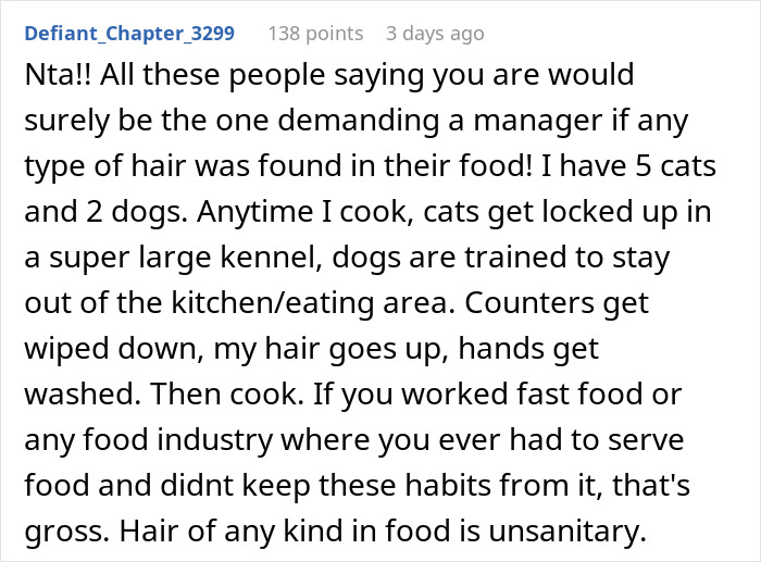 Woman Knows Her Sister's Dog Hair Frequently Ends Up In Food, So She Turns Around And Leaves Thanksgiving Dinner When She Sees It There