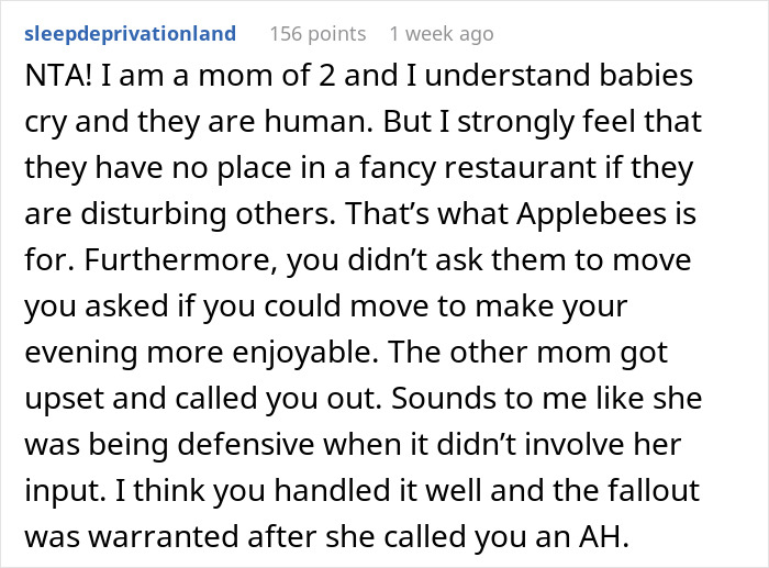 Mom Causes A Scene At A Restaurant After Overhearing That This Couple Wants To Switch Tables Due To Her Crying Baby Mom Causes A Scene At A Restaurant After Overhearing That This Couple Wants To Switch Tables Due To Her Crying Baby