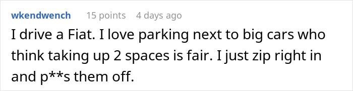 Guy Spots Two Cars Taking Up Multiple Spaces So Nobody Parks Next To Them, Finds A Satisfying Way To Get His Point Across Guy Spots Two Cars Taking Up Multiple Spaces So Nobody Parks Next To Them, Finds A Satisfying Way To Get His Point Across