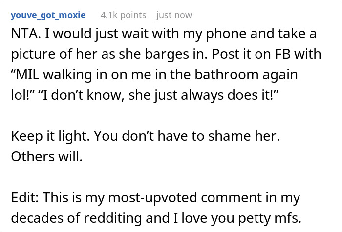 “My Husband Was Livid”: Woman Waits For Her MIL In The Bathroom In Weird Poses, Suspecting She Is Not Walking In On Her Accidentally “My Husband Was Livid”: Woman Waits For Her MIL In The Bathroom In Weird Poses, Suspecting She Is Not Walking In On Her Accidentally
