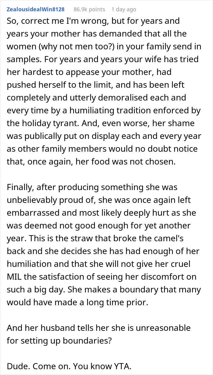 Guy Can't Believe His Wife Wants To Bail On Family Christmas Because Of His Mom's Tradition, The Internet Gives Him A Reality Check