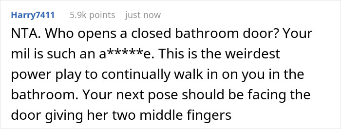 “My Husband Was Livid”: Woman Waits For Her MIL In The Bathroom In Weird Poses, Suspecting She Is Not Walking In On Her Accidentally “My Husband Was Livid”: Woman Waits For Her MIL In The Bathroom In Weird Poses, Suspecting She Is Not Walking In On Her Accidentally