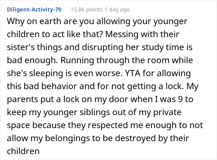 Internet Calls Out This Mother Who Doesn’t See The Problem With Her Daughter Complaining How Her Younger Brothers Keep Invading Her Privacy Internet Calls Out This Mother Who Doesn’t See The Problem With Her Daughter Complaining How Her Younger Brothers Keep Invading Her Privacy