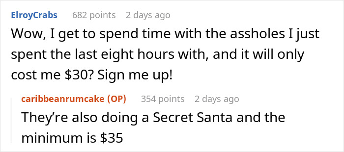 "I'd Be Busy That Night": Company Higher-Ups Expect Staff To Shell Out $30 Each For The Corporate Christmas Party