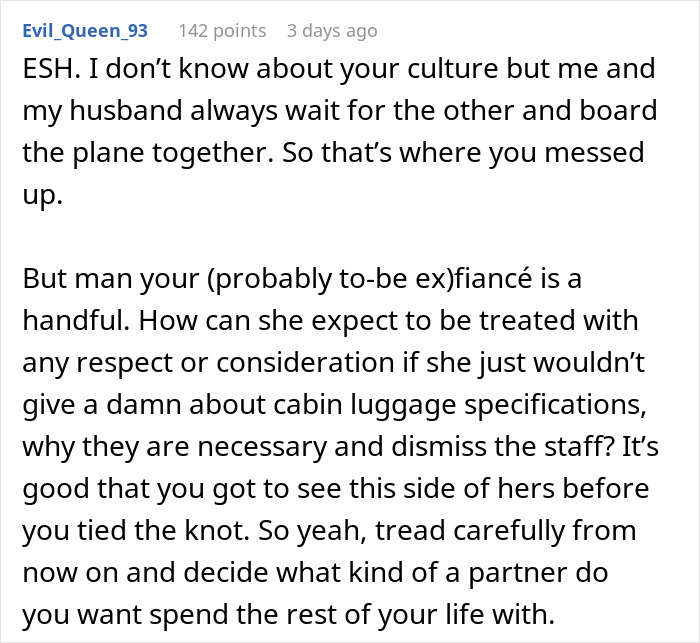 Person Asks If They're A Jerk For Saying "No" When The Police Asked If Woman Was Their Fianc&eacute;e Before Escorting Her Off The Plane