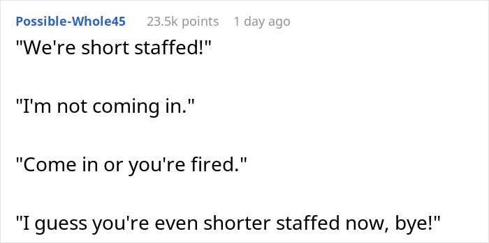 Boss Issues An Ultimatum After Woman Refuses To Work On Her Time Off, She Doesn&rsquo;t Waste A Second And Quits