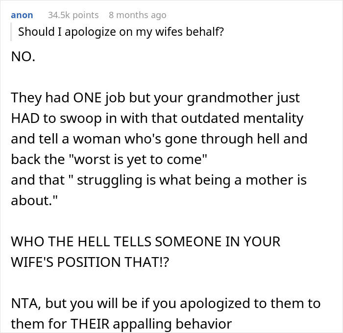 Woman Blows Up At Her Husband's Grandma After Giving A Difficult Birth, Family Is "Appalled" At Her Behavior And The Husband Supporting Her Woman Blows Up At Her Husband's Grandma After Giving A Difficult Birth, Family Is "Appalled" At Her Behavior And The Husband Supporting Her