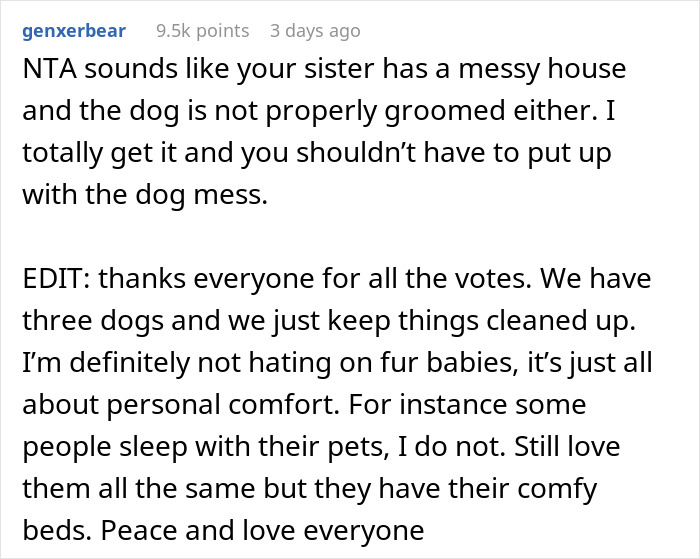 Woman Knows Her Sister's Dog Hair Frequently Ends Up In Food, So She Turns Around And Leaves Thanksgiving Dinner When She Sees It There