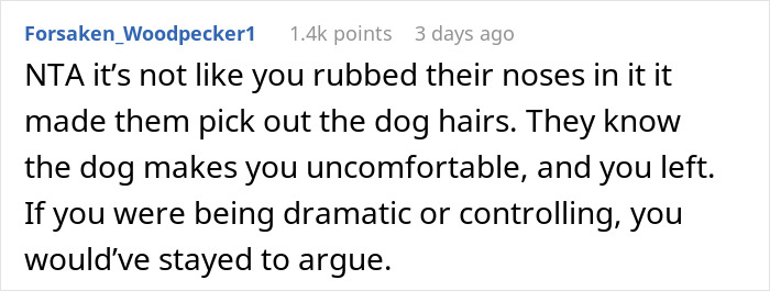 Woman Knows Her Sister's Dog Hair Frequently Ends Up In Food, So She Turns Around And Leaves Thanksgiving Dinner When She Sees It There