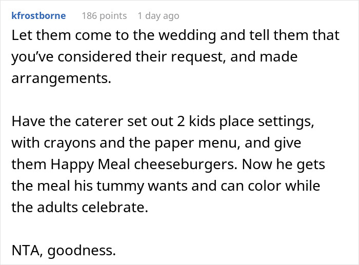 Bride-To-Be Gets Backed Online For Refusing To Alter Her Wedding Meals For A Nagging Guest