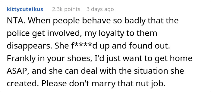 Person Asks If They're A Jerk For Saying "No" When The Police Asked If Woman Was Their Fianc&eacute;e Before Escorting Her Off The Plane