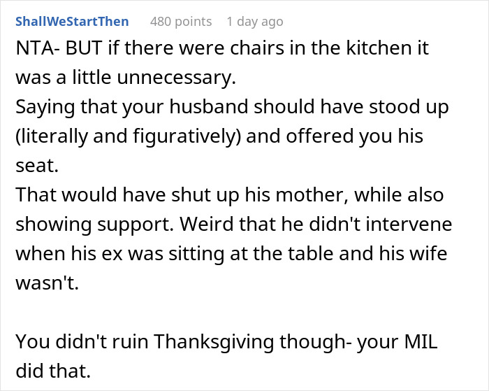 Woman Sits On Husband's Lap During Thanksgiving, Making It Very Awkward For His Mom And His Ex That She Invited To The Dinner