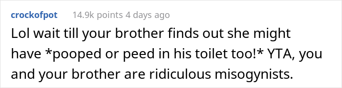 "Am I A Jerk For Telling My Wife That Leaving Her Used Pad In My Brother's Place Was Inappropriate?"