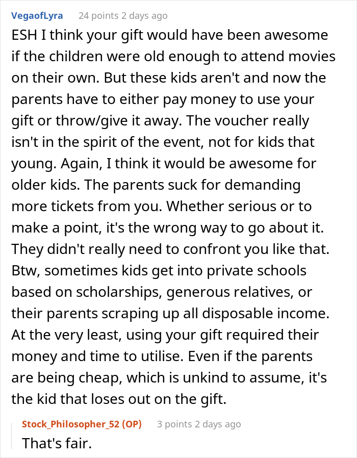 Parent Gives Their Son's Kindergarten Classmates Movie Vouchers, Calls Other Parents "Greedy" And "Cheap" After They Confront Them Parent Gives Their Son's Kindergarten Classmates Movie Vouchers, Calls Other Parents "Greedy" And "Cheap" After They Confront Them