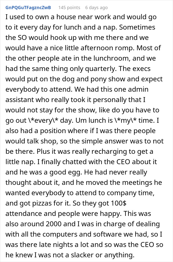 Employees Are Told Their Meeting With The CEO Counts As Lunch, So All 60 Of Them Maliciously Comply