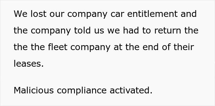 Company Cuts Costs By Taking Away Cars, Learns A Lesson After Employees Maliciously Comply