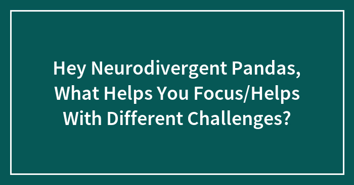 Hey Neurodivergent Pandas, What Helps You Focus/Helps With Different Challenges?