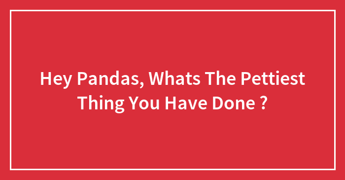 Hey Pandas, Whats The Pettiest Thing You Have Done ? (Closed)