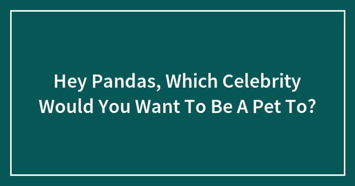 Hey Pandas, Which Celebrity Would You Want To Be A Pet To?