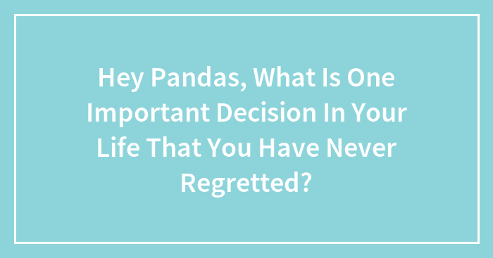 Hey Pandas, What Is One Important Decision In Your Life That You Have Never Regretted?