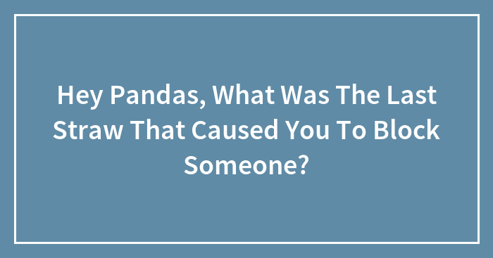 Hey Pandas, What Was The Last Straw That Caused You To Block Someone?