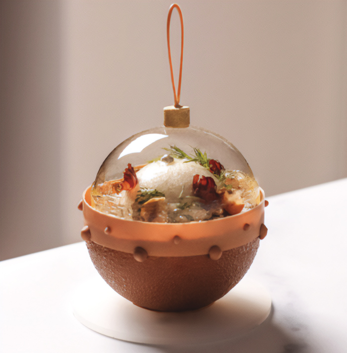 Under The Fine Sugar Dome Is A Cinnamon Creme Chantilly And Sponge, Caramel Apple Tatin, Hazelnut And Biscoff Crunch And Vanilla Creme Patissiere