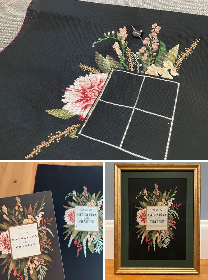 Stitched A Friend's Save The Date As A Wedding Gift