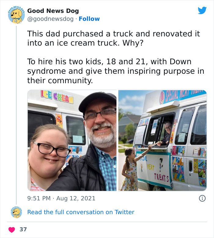 Dad with ice cream truck hires kids with Down syndrome, spreading joy in the community.