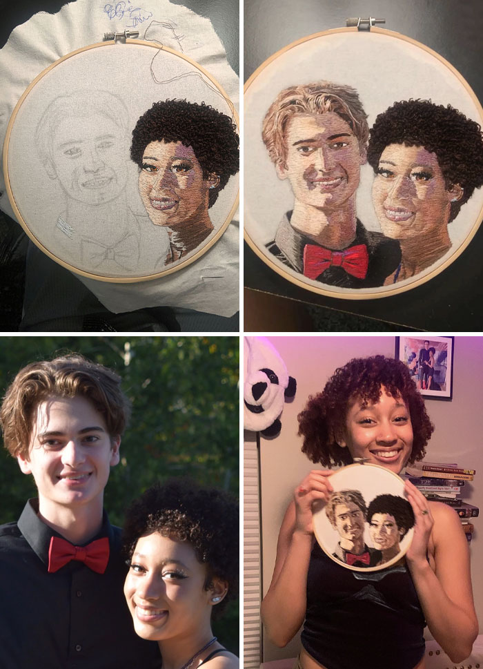 A Gift For My Girlfriend. This Is My First Real Embroidery Project, And I Wanted To Share It Because I Am Happy With How It Turned Out