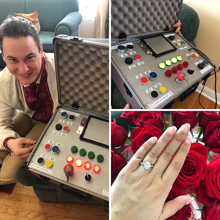 My Fiancé Who’s An Electrician Built This Box For Me To Solve In His Proposal To Me! He Wrote A Corresponding Poem With That Gave Me The Answers To The 4 Challenges. I Said Yes