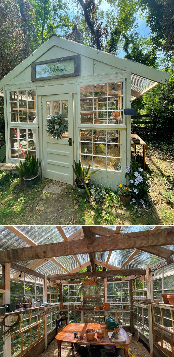Wife Wanted A Greenhouse. Repurposed Wood And Windows