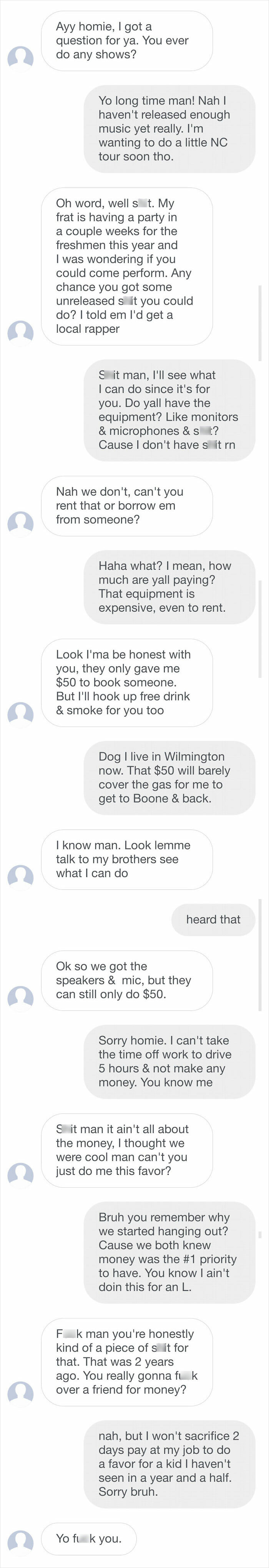 An "Old Friend" Wants Me To Drive 10 Hours Round Trip, And Take 2 Days Off Work, To Do Him A Favor. Offers Barely Enough To Cover Gas