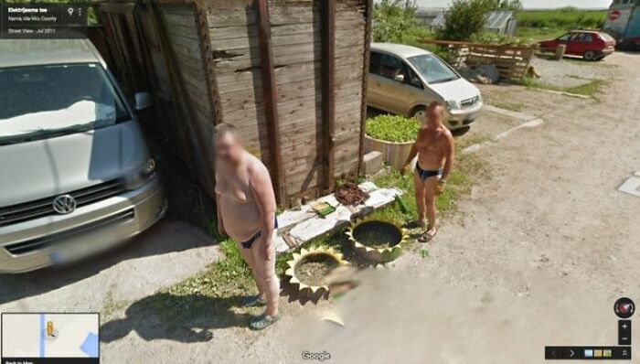 It's Speedo Season Near Narva, Estonia. These Two Guys Are Working It
