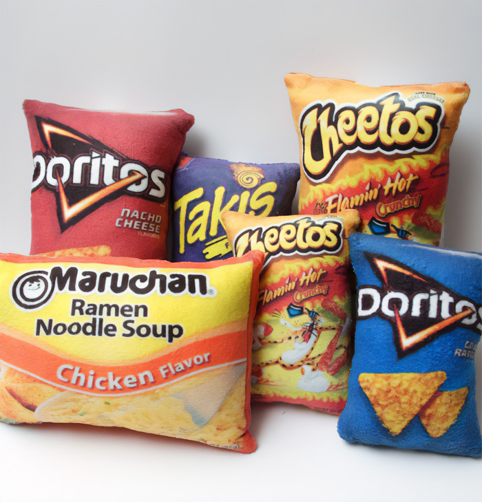 Chip Bags, Noodle Soups Pillows