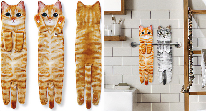 Funny Cat Hand Towels