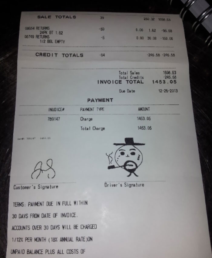 I Signed For A Delivery At Work Today. This Is The Receipt The Driver Handed Me