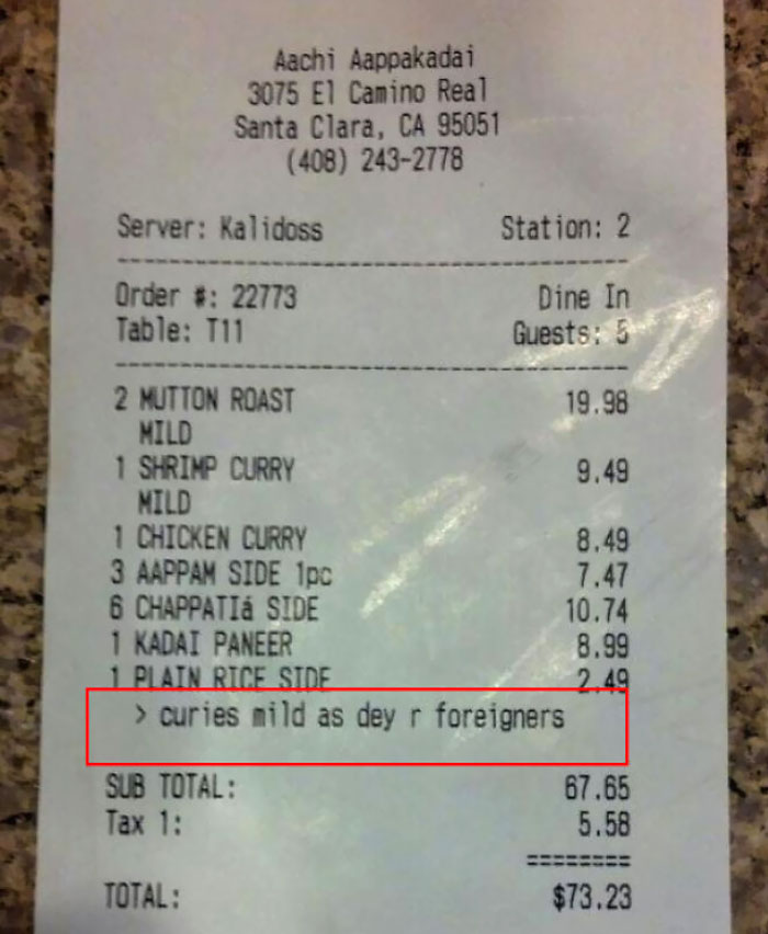 I Recommended Some Of My Office Colleagues To An Indian Restaurant, They Came Back With This Receipt