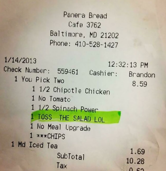 My Receipt From Panera