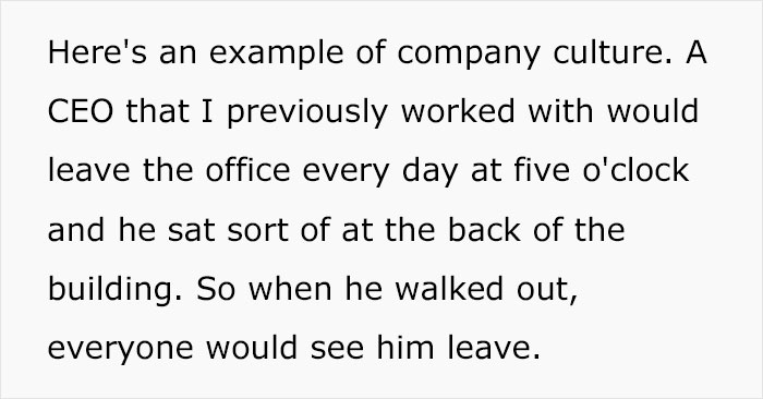 CEO Leaves Work At 5 PM And Never A Minute Later, Employee Learns Why He's Doing It And Shares How It's The Opposite Of A Toxic Work Culture CEO Leaves Work At 5 PM And Never A Minute Later, Employee Learns Why He's Doing It And Shares How It's The Opposite Of A Toxic Work Culture