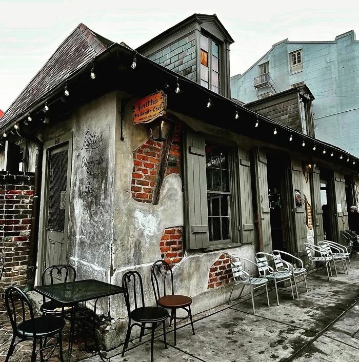 Lafitte’s Blacksmith Shop Bar Before The Crowds. This Structure On Bourbon Street Was Built Between 1722-1733 By Nicolas Touze