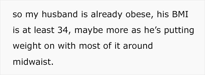 Wife Asks If It Is Okay To Warn Husband That She Will Leave Him If He Becomes More Obese Wife Asks If It Is Okay To Warn Husband That She Will Leave Him If He Becomes More Obese