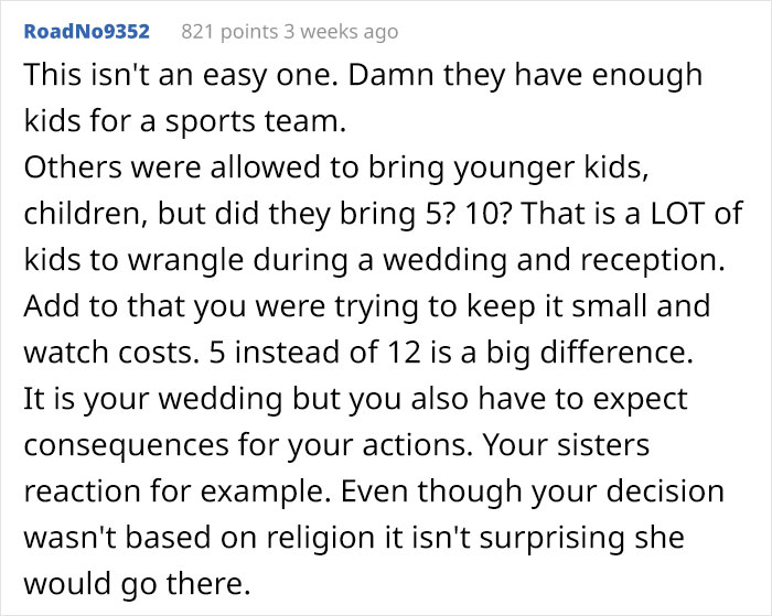 Sister Is At Furious With This Bride For Only Letting 3 Of Her 10 Kids Come To The Wedding