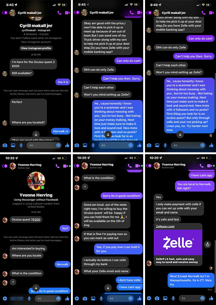 When You Post On Facebook Marketplace, And Your First Two Patrons Are Scammers