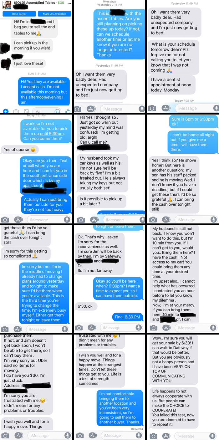 Needy Facebook Marketplace Customer Thinks I’m An Unhappy Person? Hmm