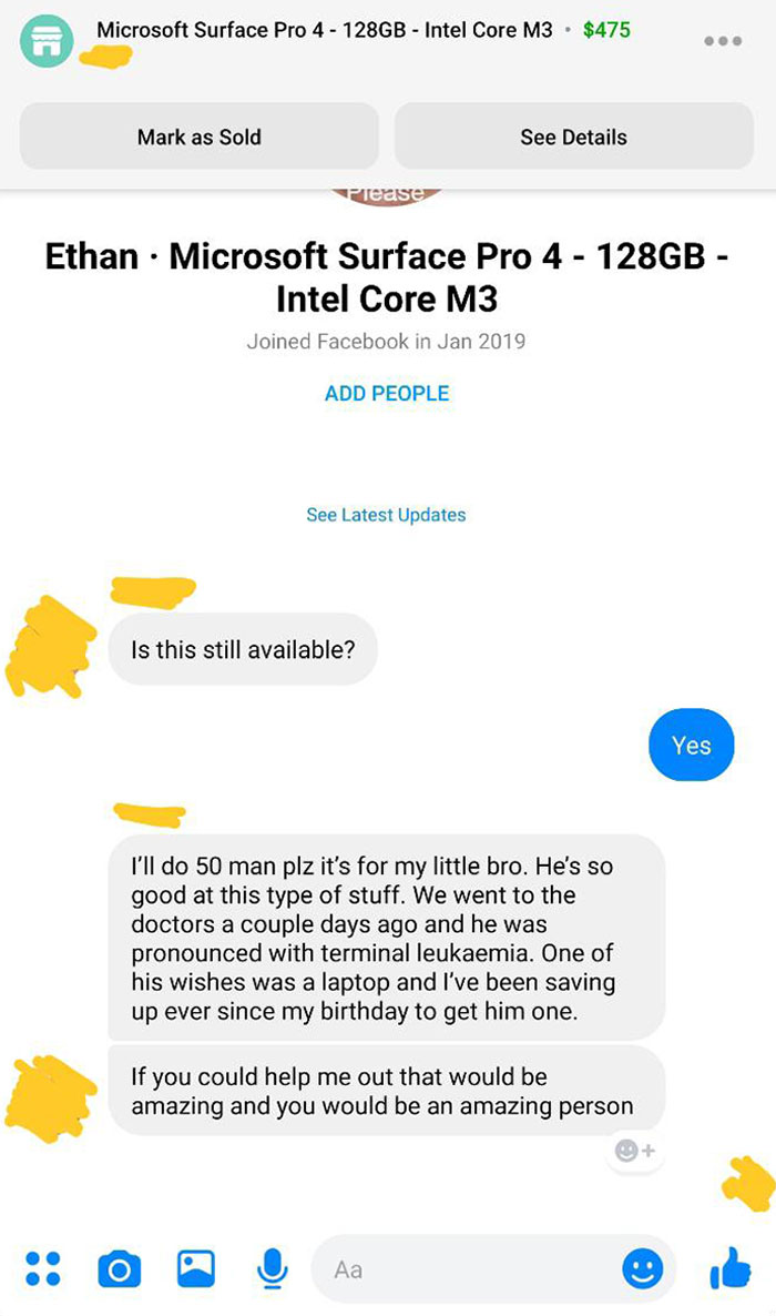 Today I Learned That You Can Report People On Marketplace For "Intentionally Low Offers"