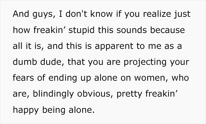 Guy Points Out The Dumb Logic Of Men Saying Women's Standards Are "Too High" And That's Why They'll End Up As "Cat Ladies"