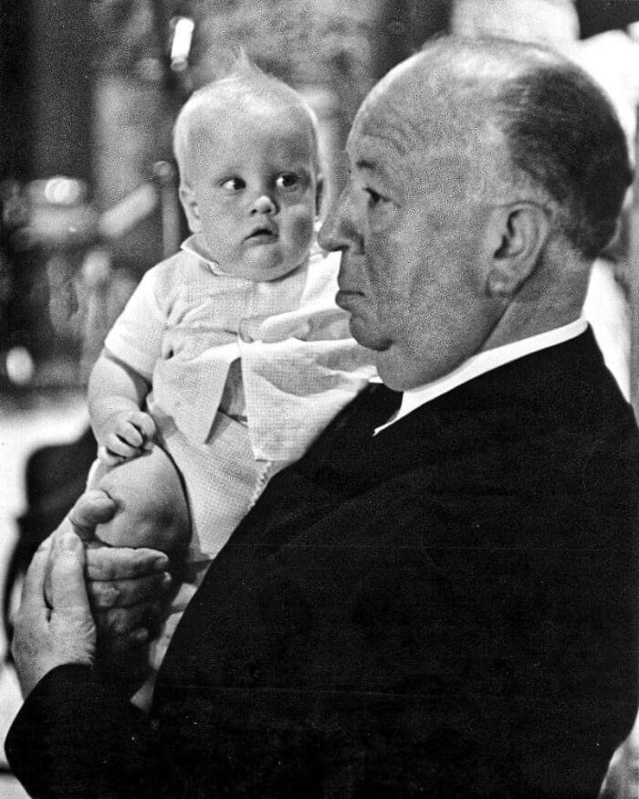 Alfred Hitchcock And A Baby On The Set Of The Birds, 1963