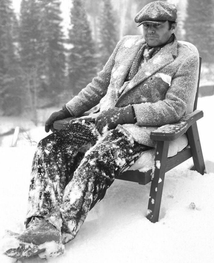 A Great Behind The Scenes Shot Of Jack Nicholson On The Set Of The Shining (1980)