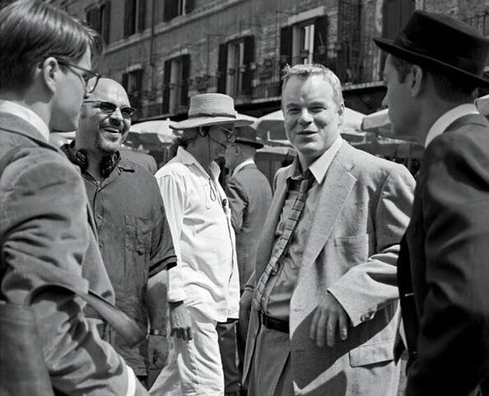 Matt Damon, Anthony Minghella, Philip Seymour Hoffman, And Jude Law On The Set Of 'The Talented Mr. Ripley' (1999)